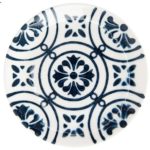 Plato blanco/azul de cerámica